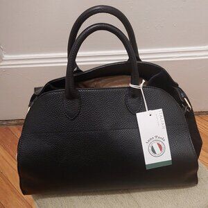 Anna Paola Viral Black Leather Satchel Tote Bag New